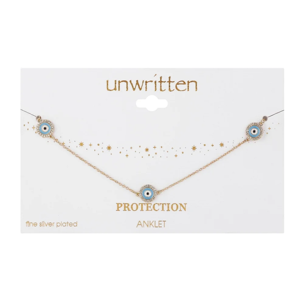 Gold-Plated Anklet Ankle Bracelet with Nazar Charm Amulets Evil Eye Protection - Picture 2 of 2